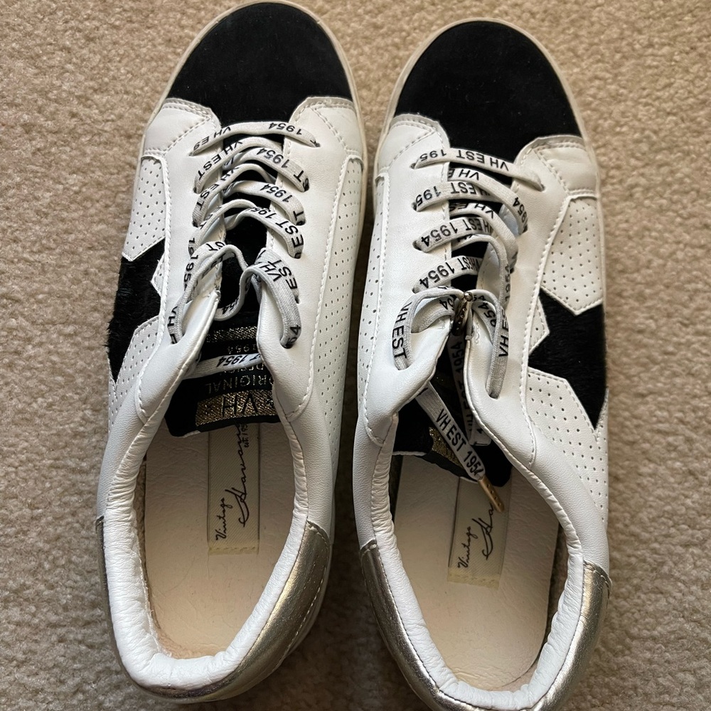 White and Black Star Sneakers